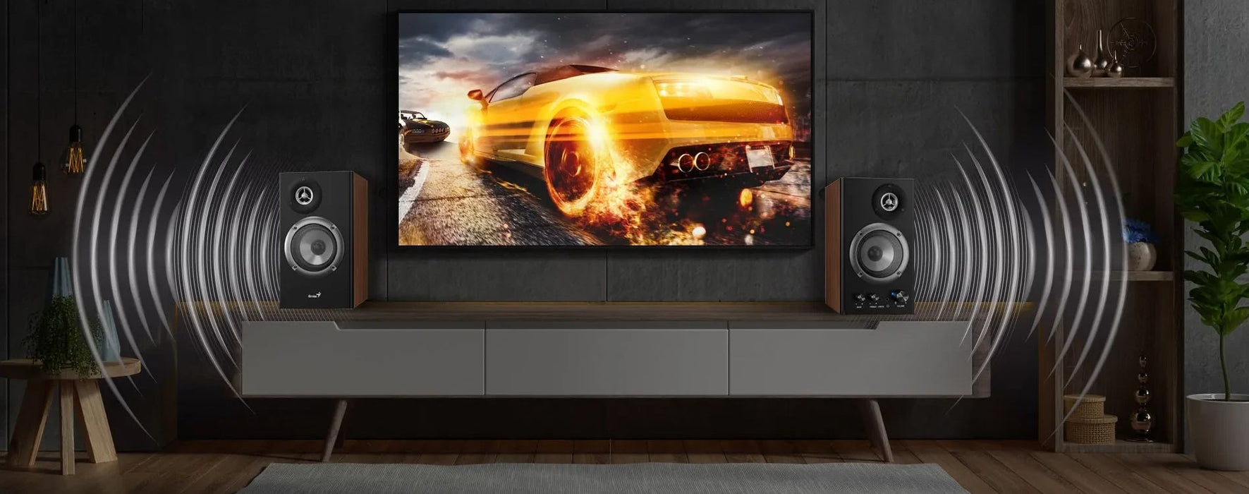 Аудио система Genius - SP-HF1200B, 2.0, 36W, дървесна