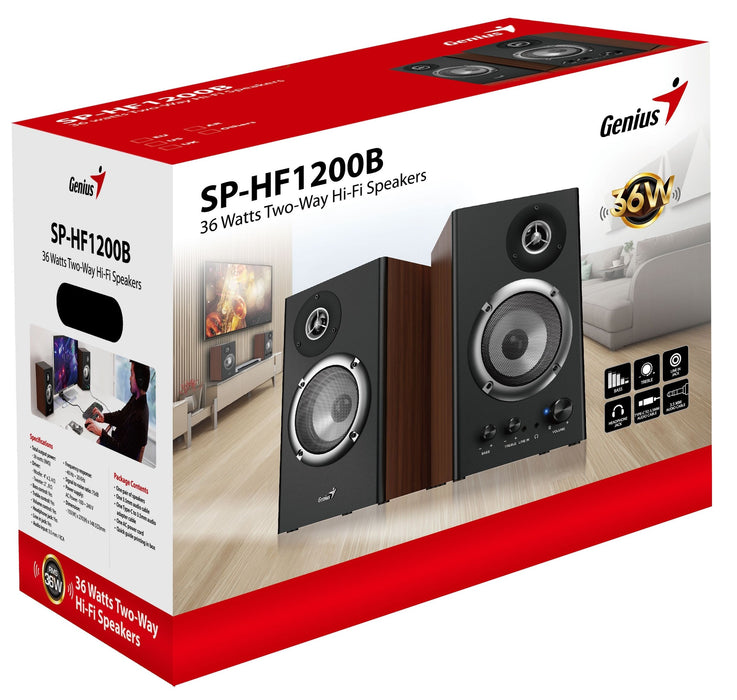 Аудио система Genius - SP-HF1200B, 2.0, 36W, дървесна