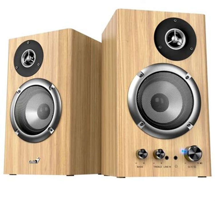 Аудио система Genius - SP-HF1812BT, 2.0, 50W, Bluetooth 5.3, светъл бор