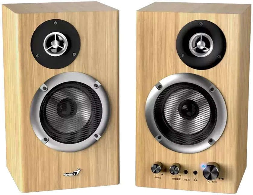 Аудио система Genius - SP-HF1812BT, 2.0, 50W, Bluetooth 5.3, светъл бор