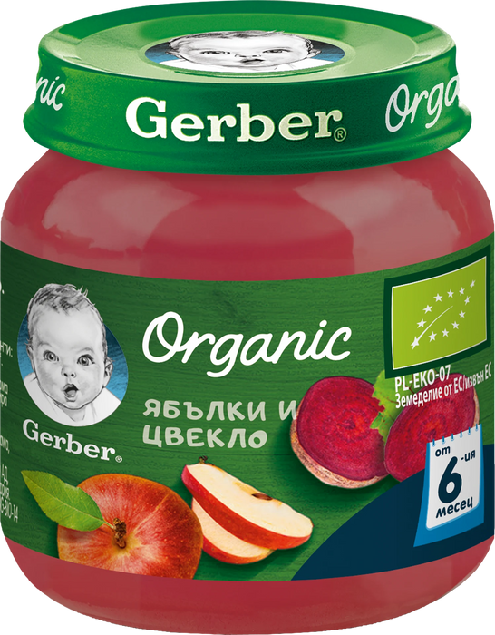 Био пюре ябълка и цвекло, 6+ месеца, 125 g