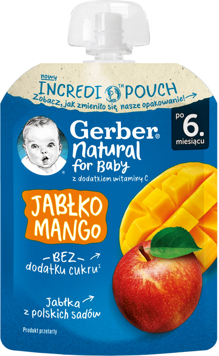 Пюре с ябълка и манго, от 6+ м, 80 g