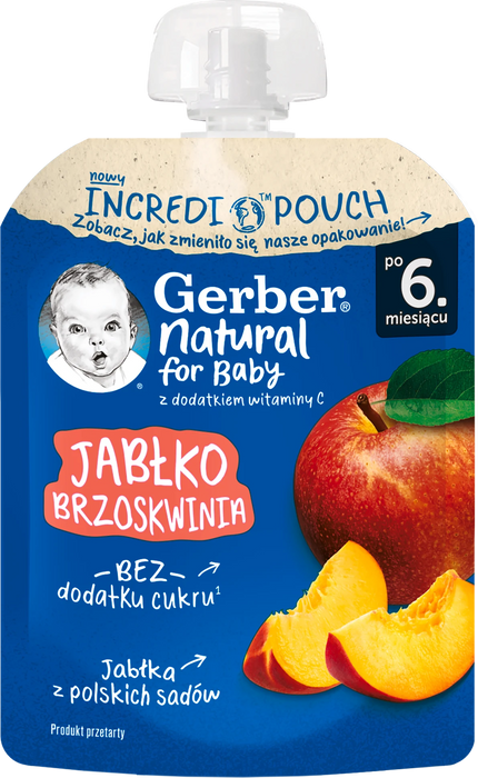 Пюре с ябълка и праскова, от 6+ м, 80 g