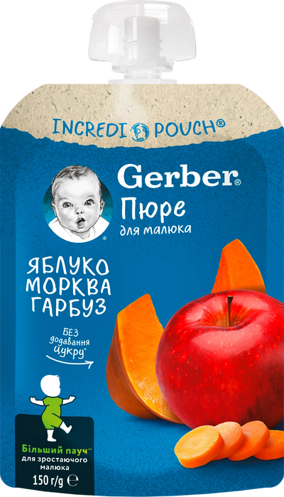 Пюре с ябълка, морков и тиква, 6м.+, 150 g
