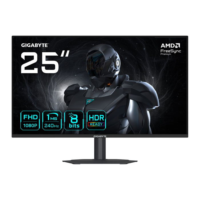 GIGABYTE G25F2A 25" FHD геймърски монитор - 1920 x 1080, 240Hz, 1ms, 300 cd/m², HDR 10, HDMI 2.0, Displayport 1.4