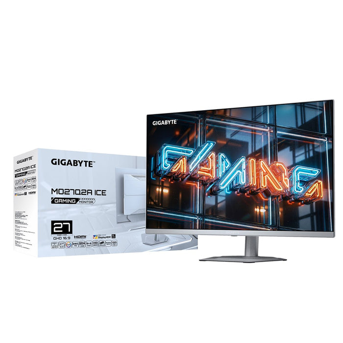 GIGABYTE MO27Q2A ICE 27” OLED 2K QHD геймърски монитор - 2560 x 1440, 280Hz, 0.03ms, 250 cd/m², FreeSync Premium Pro, DisplayHDR True Black 400, HDMI 2.1, Displayport 1.4