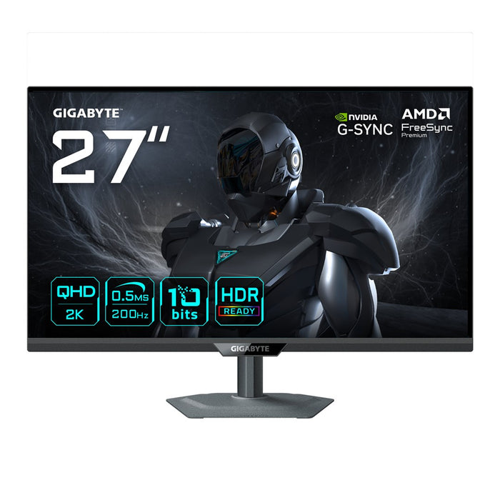 GIGABYTE G27Q20 27” QHD геймърски монитор - 2560 x 1440, 200Hz, 0.5ms, 350 cd/m², съвместим с G-Sync, FreeSync Premium, HDR10, HDMI 2.0, Displayport 1.4