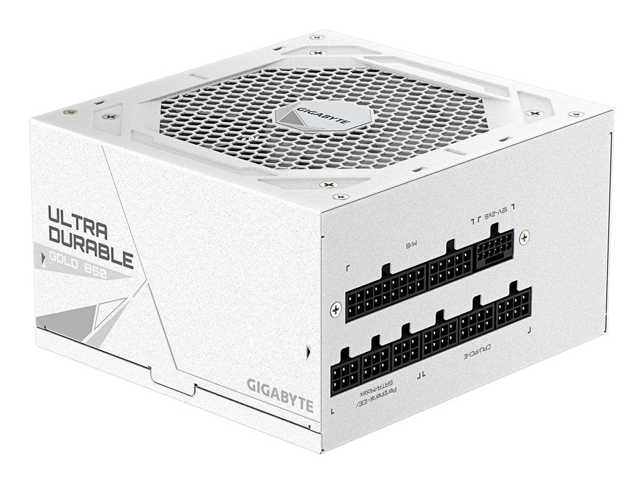 Захранващ блок GIGABYTE UD850GM PG5 V2 ICE - PCIe Gen 5.1, 80 PLUS Gold, напълно модулен дизайн, 120 мм вентилатор, съвместим с ATX 3.1, EU щепсел
