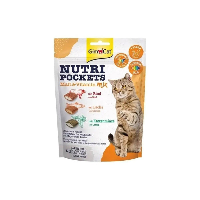 GIMCAT Nutri Pockets Малцова и витаминна смес – лакомство за котки – 150 г