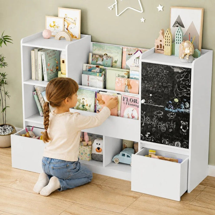 Детски органайзер за играчки Ginger Home - С черна дъска, етажерка, 2 чекмеджета и 6 отделения