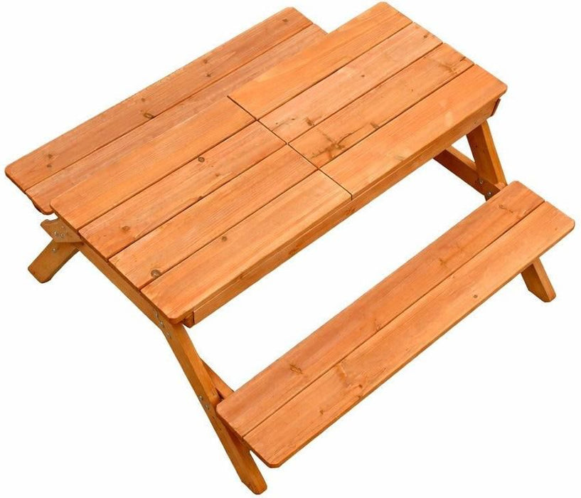 Детска дървена маса с пейки и пясъчник Ginger Home - С повдигащ се плот