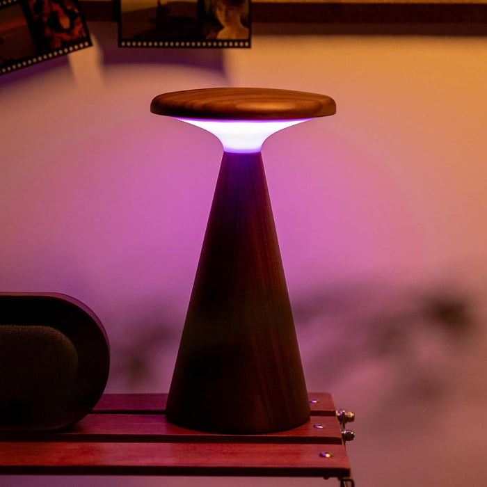 LED настолна лампа Gingko Design - Sylva, размер M, орех, RGB, 1.6W, смарт тъч