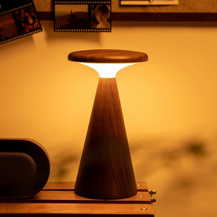 LED настолна лампа Gingko Design - Sylva, размер M, орех, RGB, 1.6W, смарт тъч