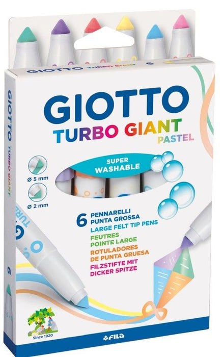 Флумастери Giotto Turbo Giant - Пастел, 6 цвята