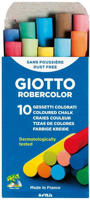 Безпрахови цветни тебешири Giotto Robercolor - 10 броя