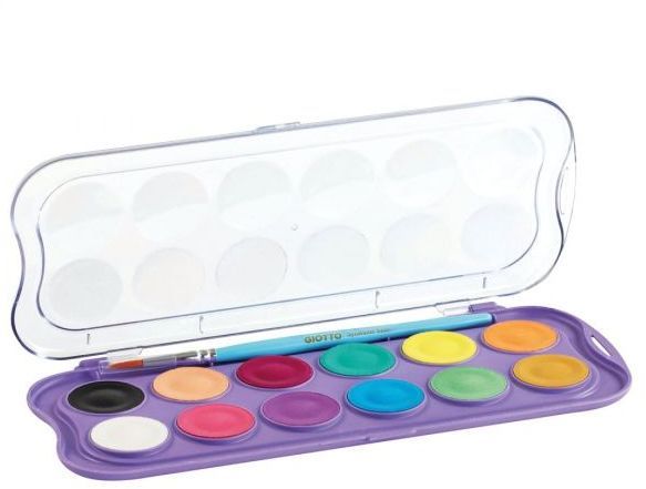 Акварелни бои Giotto - Candy Collection, 12 цвята, с четка