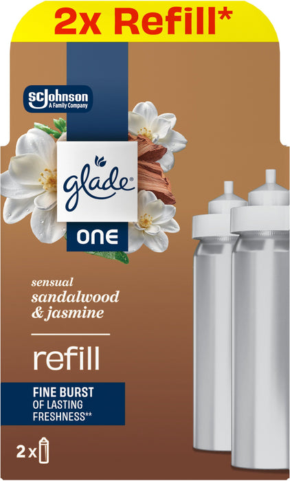 Пълнители за ароматизатор Glade - One, сандалово дърво и жасмин, 2 х 10 ml