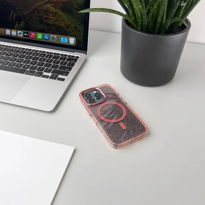 Glitter Case MagSafe Съвместим за iPhone 17 Pro - Розов