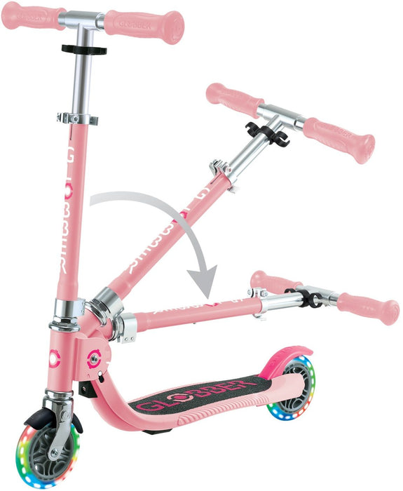 Детска тротинетка Globber - Flow Foldable Junior Lights, розова