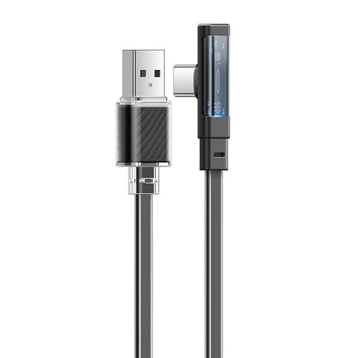 Ъглов кабел Mcdodo CA-3423 USB-C към USB-C 1.8m LED черен
