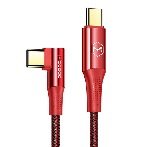 Ъглов кабел Mcdodo CA-8321 USB-C към USB-C 100W 1.2m червен