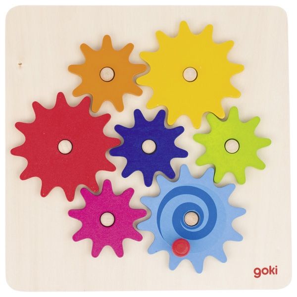 Дървена игра Goki - Зъбни колела
