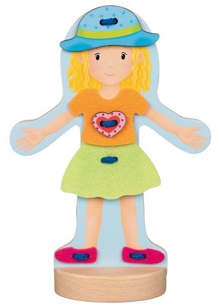 Дървена играчка Goki - Кукла за обличане
