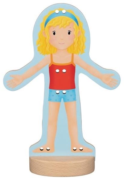 Дървена играчка Goki - Кукла за обличане