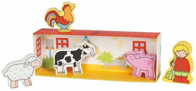 Комплект дървени фигурки Goki - Малката ферма на Фиете