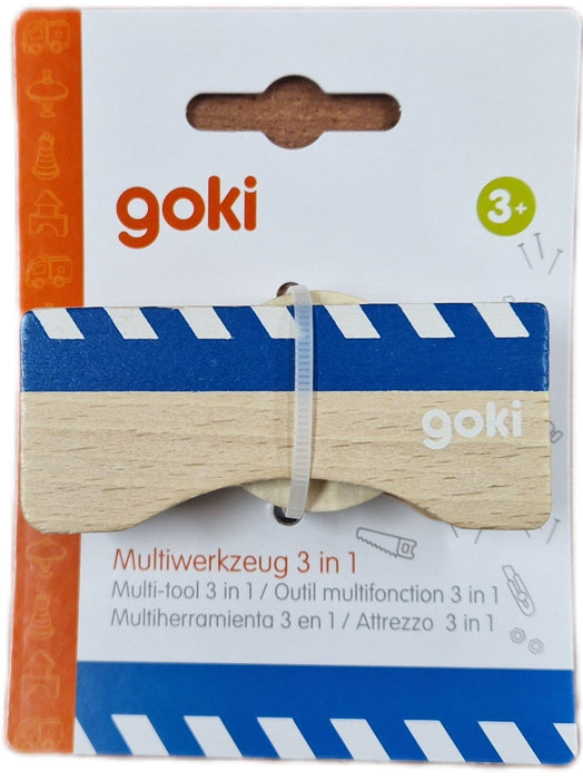 Дървена играчка Goki - Многофункционален инструмент 3 в 1