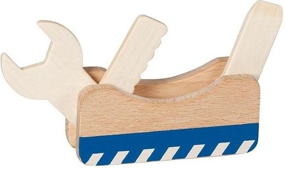 Дървена играчка Goki - Многофункционален инструмент 3 в 1