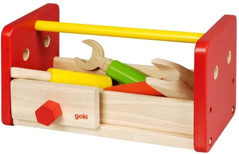 Дървен комплект Goki - Кутия с инструменти