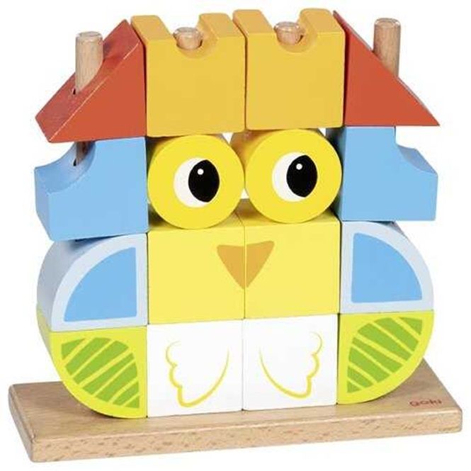 Дървена играчка за нанизване Goki - С 12 шаблона