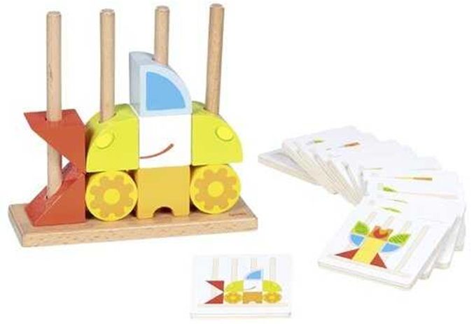 Дървена играчка за нанизване Goki - С 12 шаблона