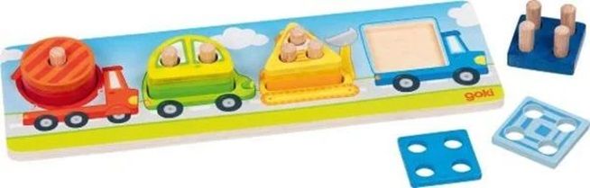 Дървена игра за сортиране Goki - Превозни средства