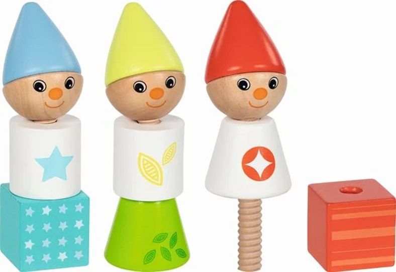 Комплект дървени фигури Goki - Джуджета на винт