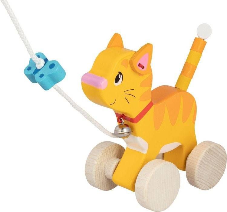 Дървена играчка за дърпане Goki - Котка