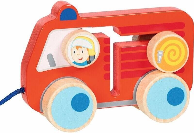 Дървена играчка за дърпане Goki - Пожарна