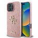 Голям 4G калъф Guess Fixed Glitter за iPhone 16 Pro - розов