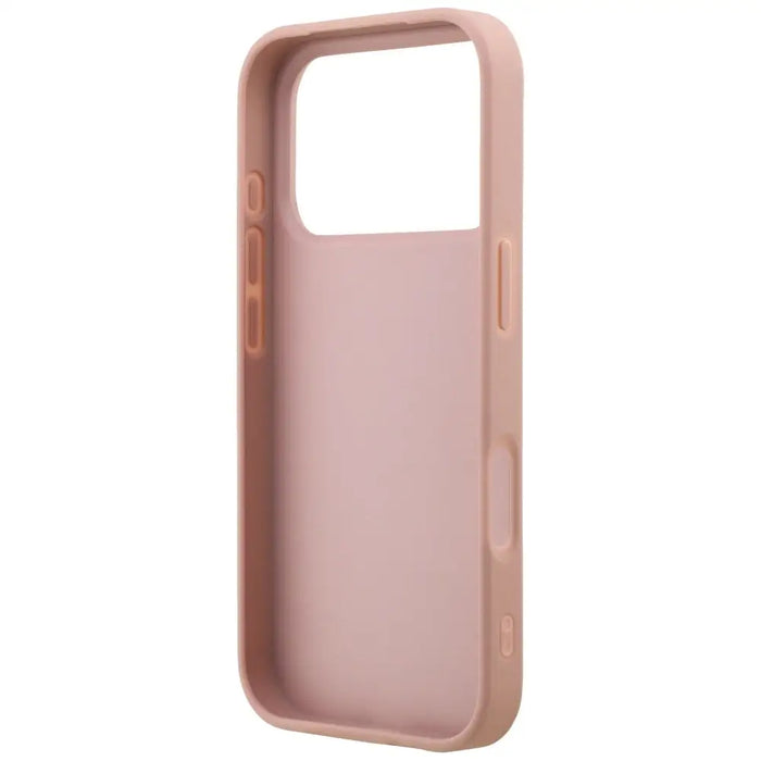 Голям 4G калъф Guess Fixed Glitter за iPhone 17 Pro - розов