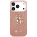 Голям 4G калъф Guess Fixed Glitter за iPhone 17 Pro - розов