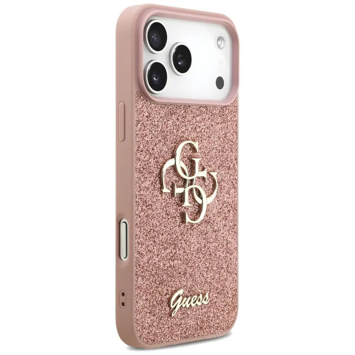 Голям 4G калъф Guess Fixed Glitter за iPhone 17 Pro Max