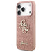 Голям 4G калъф Guess Fixed Glitter за iPhone 17 Pro - розов