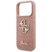 Голям 4G калъф Guess Fixed Glitter за iPhone 17 Pro - розов