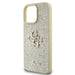 Голям 4G калъф Guess Fixed Glitter за iPhone 16 Pro - златен