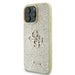Голям 4G калъф Guess Fixed Glitter за iPhone 16 Pro - златен
