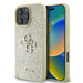 Голям 4G калъф Guess Fixed Glitter за iPhone 16 Pro - златен