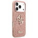 Голям 4G калъф Guess Fixed Glitter за iPhone 17 Pro - розов