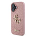 Голям калъф Guess Fixed Glitter 4G за iPhone 16 - розов
