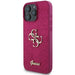 Голям калъф Guess Glitter Script 4G за iPhone 16 Pro - лилав